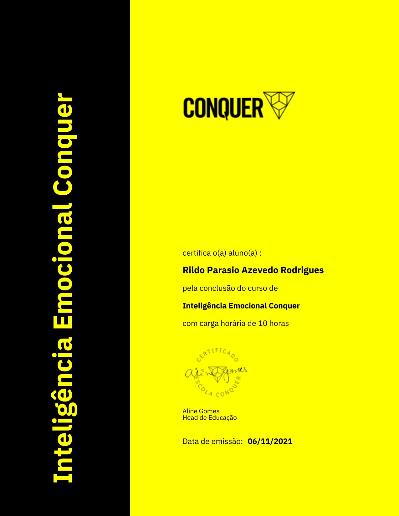 Certificado de Inteligência Emocional Conquer